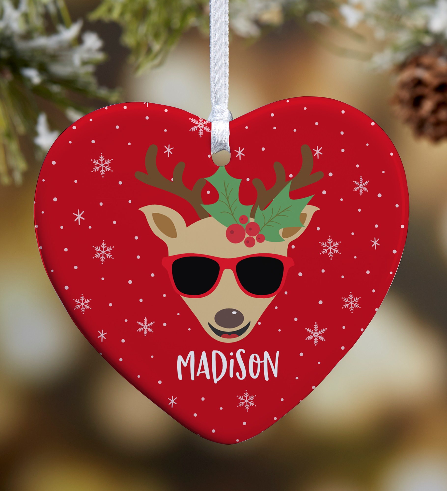 Build Your Own Reindeer Personalized Heart Ornament
